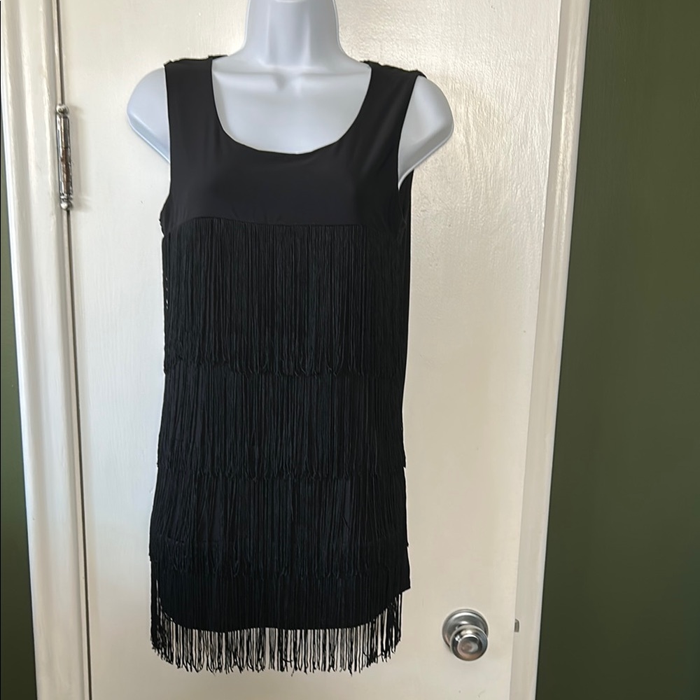 Suzy Shier - Black Fringe Top